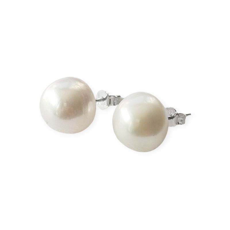 ANDREA COGGIOLA JOYAS - Aros Perla de Río Blanca 12mm Plata Fina 925