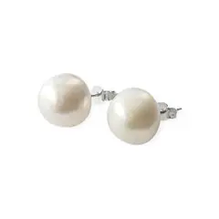 ANDREA COGGIOLA JOYAS - Aros Perla de Río Blanca 12mm Plata Fina 925