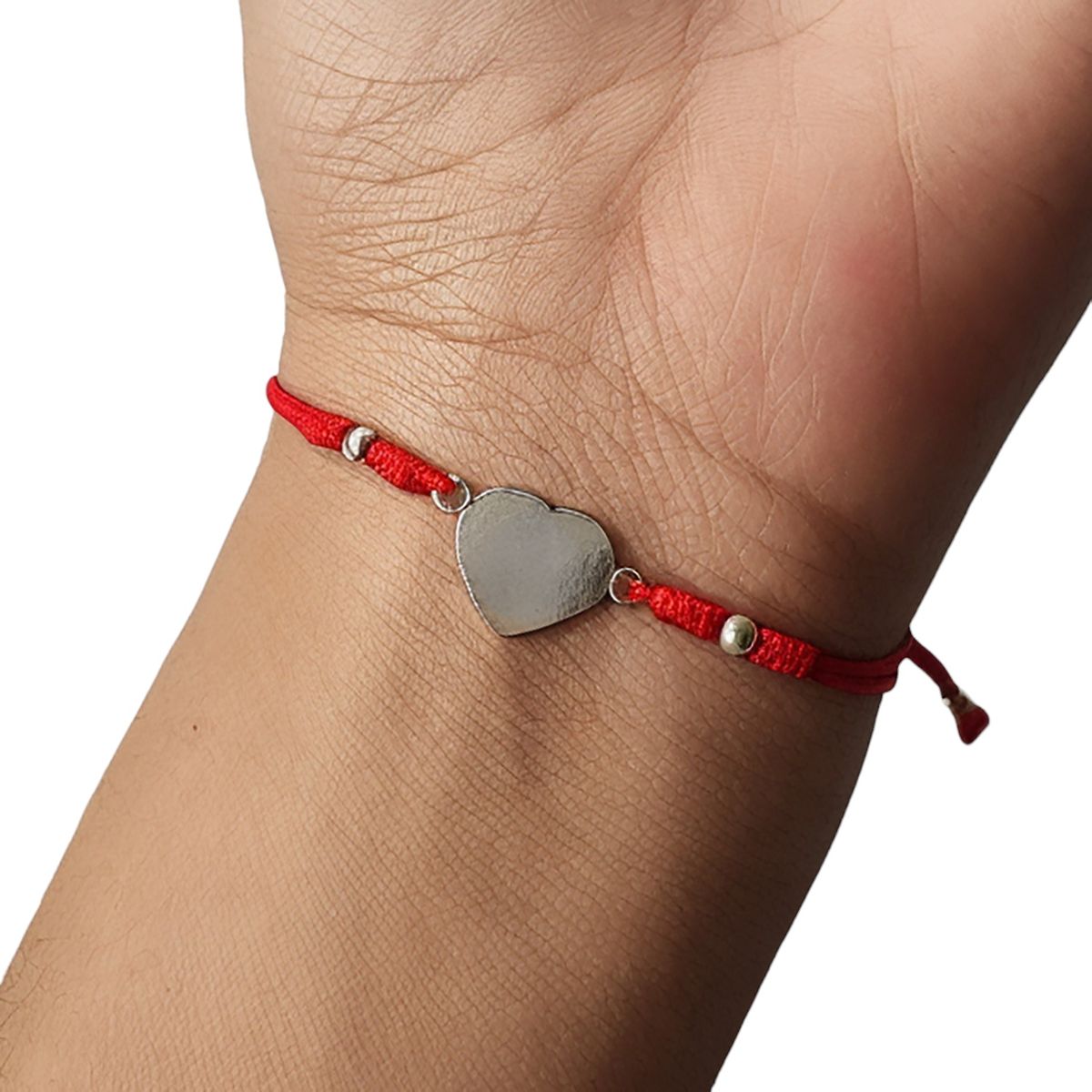 COGGIOLA - Pulsera Corazón Plano Plata Fina 925 Cordón Rojo