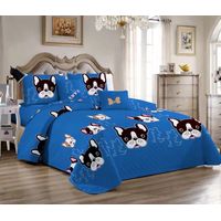 Cubrecama Quilt Azul Perro 892 1.5 Plazas con 1 Funda