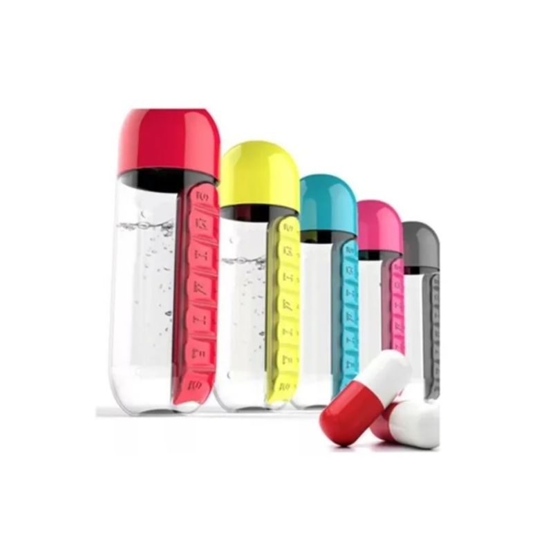 OFERTABKN - Botella De Agua 600ml  Pastillero Organizador De Pastillas