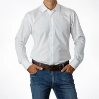 Camisa Hombre Etiqueta Negra Blanca Lisa