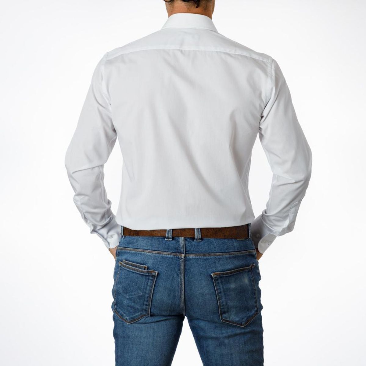 VANDINE - Camisa Hombre Etiqueta Negra Blanca Lisa VANDINE