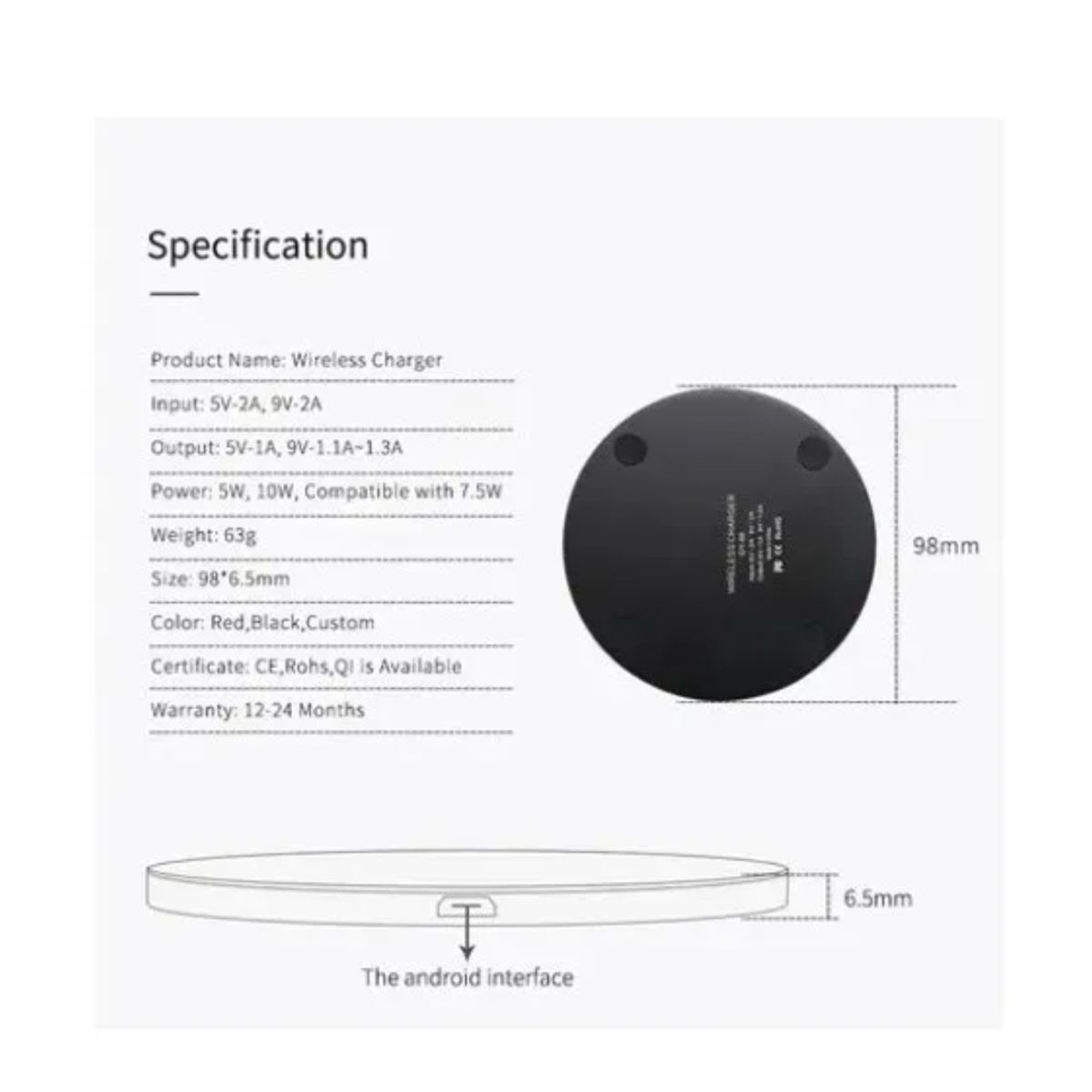 GENERICO - Cargador Inalámbrico Carga Rápida Wireless Charge
