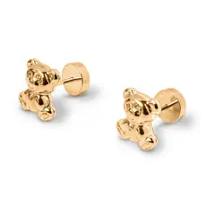 ANDREA COGGIOLA JOYAS - Aros Abridor Bebé Oso Laminado Oro 18K