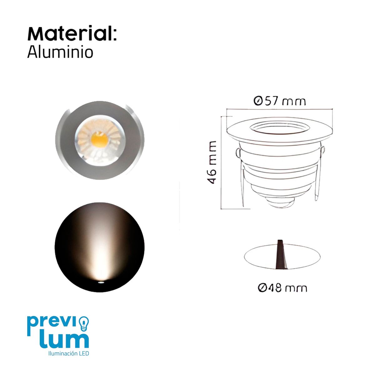 PREVILUM - Foco piso embutido spot 5W blanco Cálido