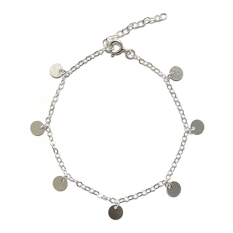 ANDREA COGGIOLA JOYAS - Pulsera 7 Monedas Colgantes Plata Fina 925