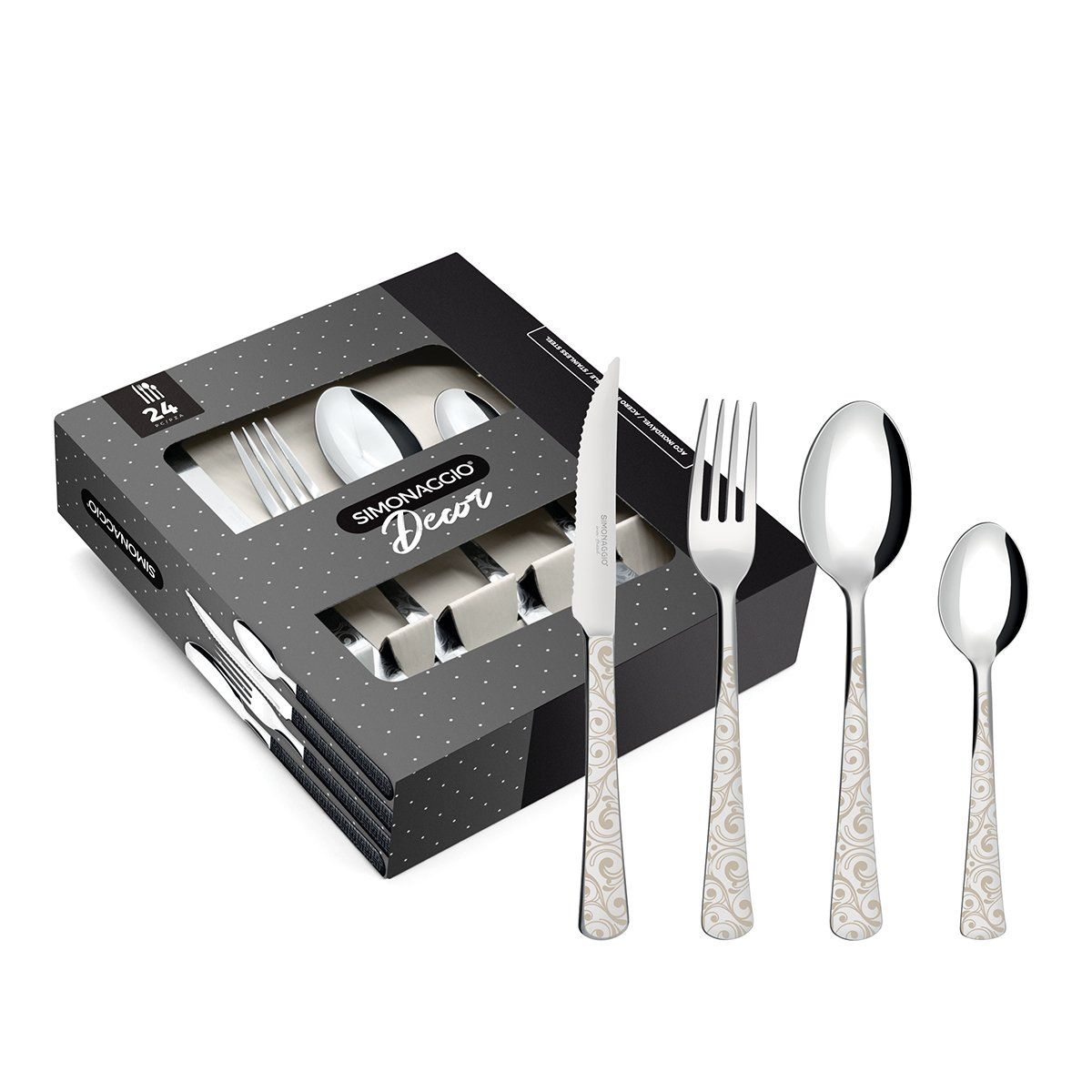 GENERICO - set cubiertos caja Simonaggio arabesco decor 24 piezas