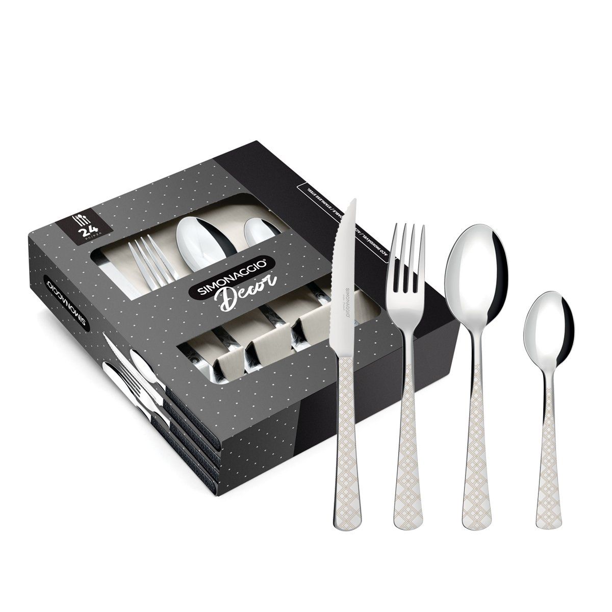 GENERICO - Set de cubiertos caja Simonaggio diamante decor 24 piezas