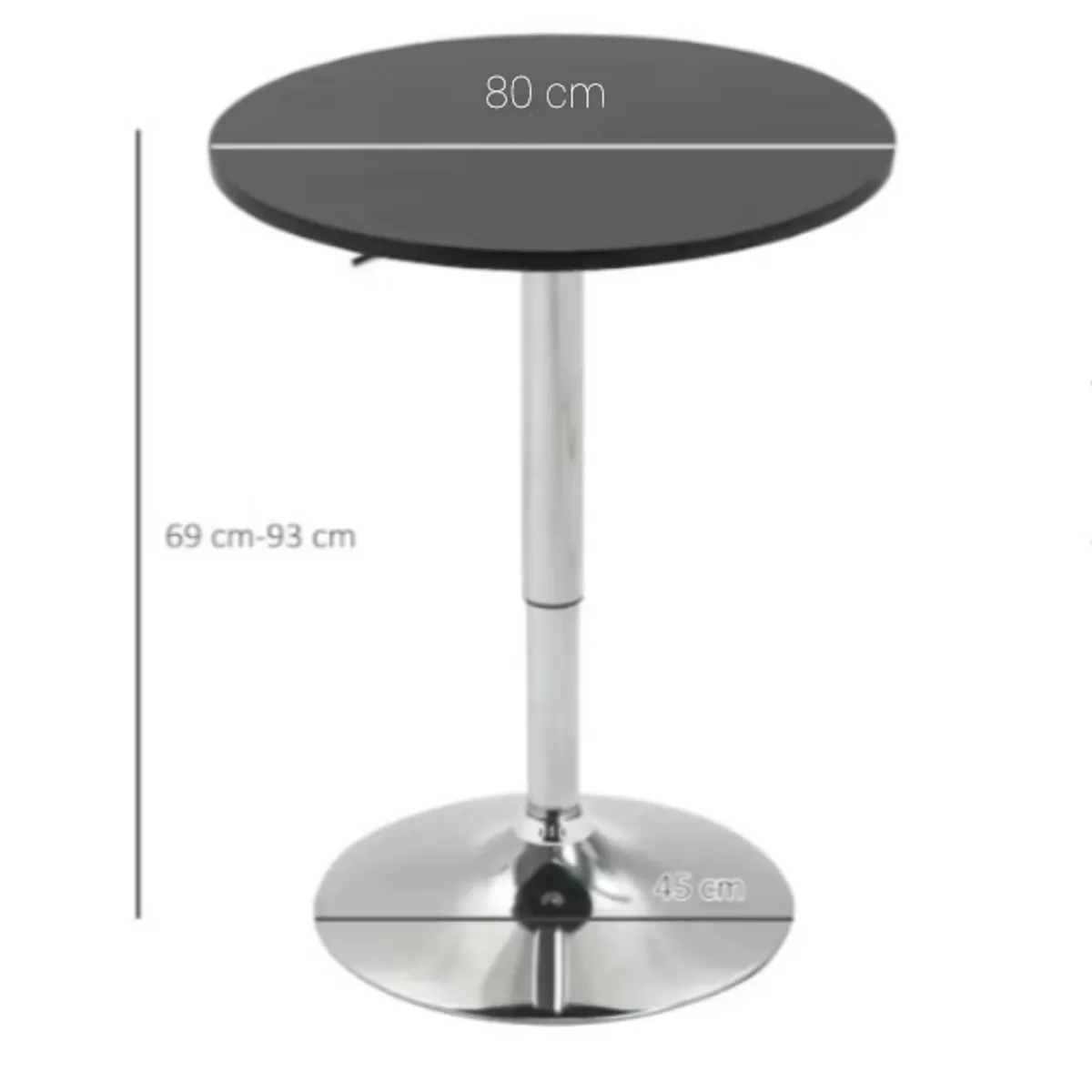 ARTIHOGAR - Mesa Bar de Altura Regulable 80 CM MDF Color Negro