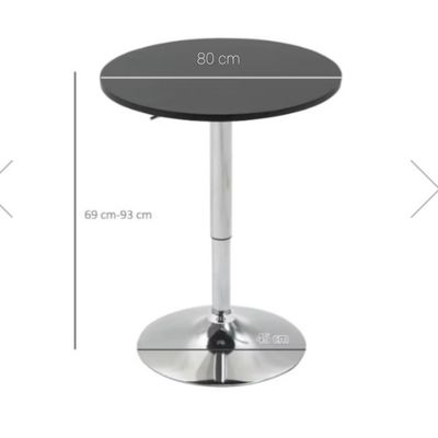 Imagen 2 del producto Mesa Bar de Altura Regulable 80 CM MDF Color Negro