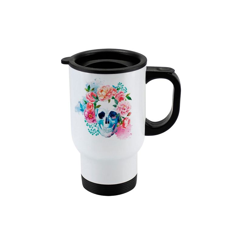 GENERICO - Mug térmico de viaje Calabera y flores