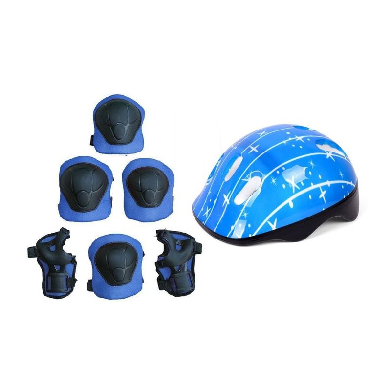 IMPORTCLICK - Casco Bicicleta Rodilleras Infantil Niños Anticaída Azul - Multicolor