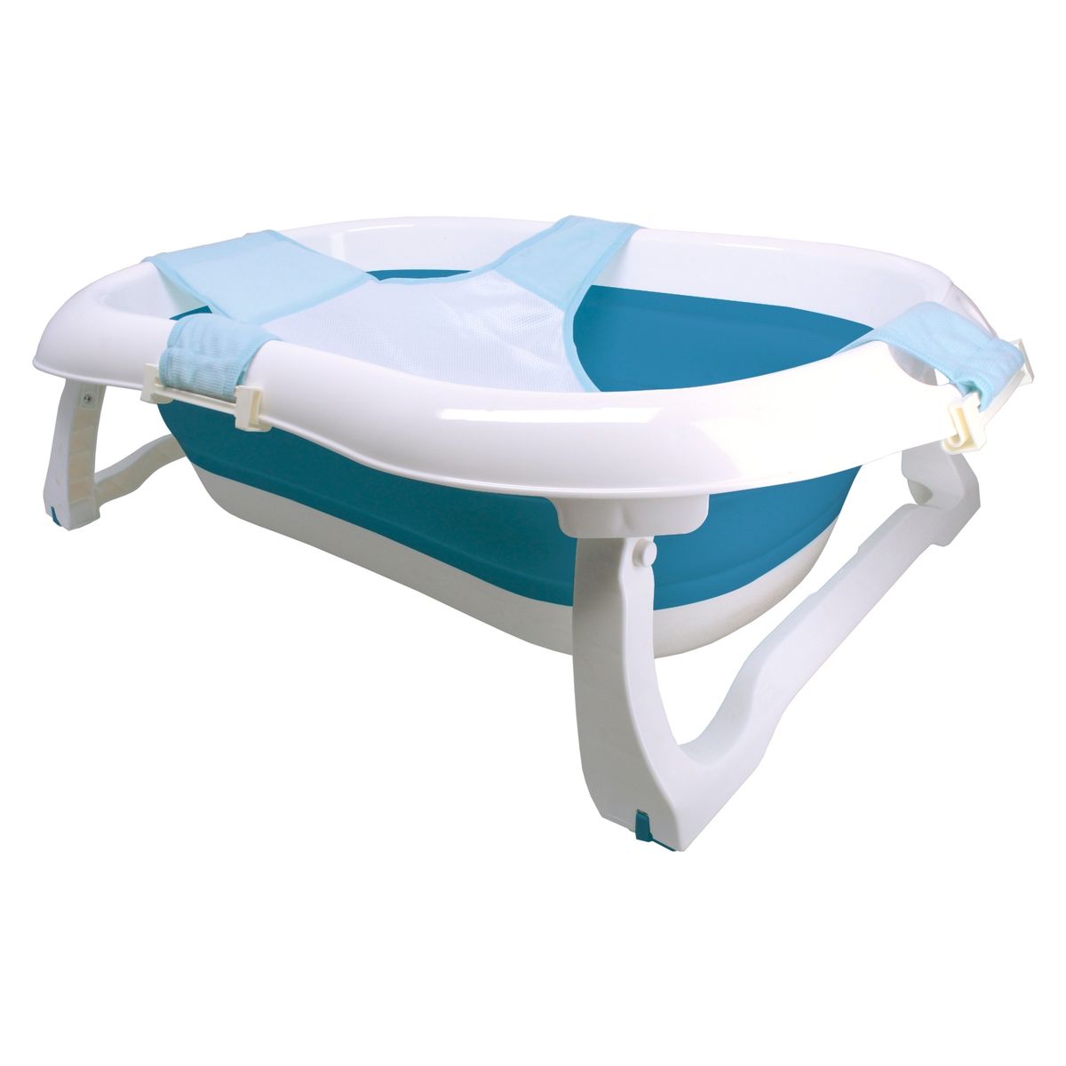 GLOWUP - Bañera De Bebé Plegable Grande Con Malla Celeste