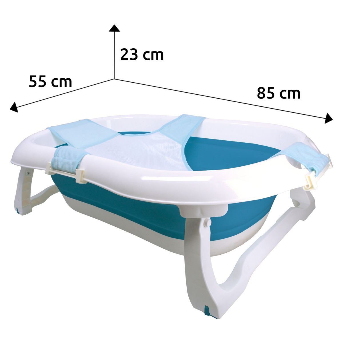 GLOWUP - Bañera De Bebé Plegable Grande Con Malla Celeste