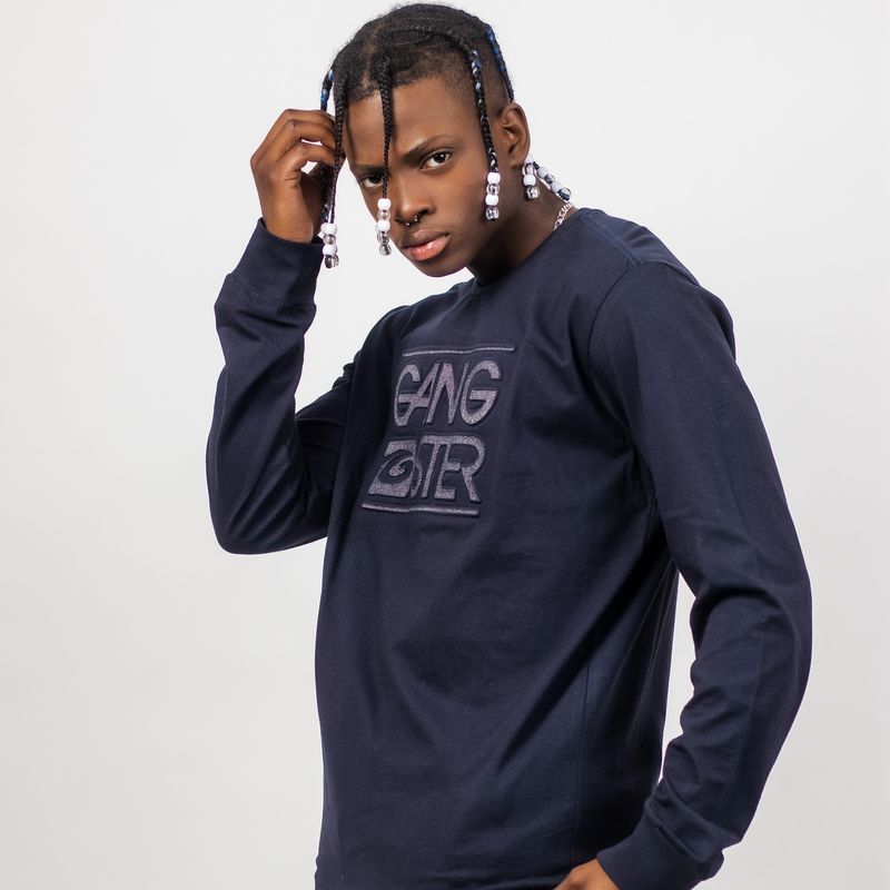 GANGSTER - Polera Manga Larga Hope Azul Marino Gangster