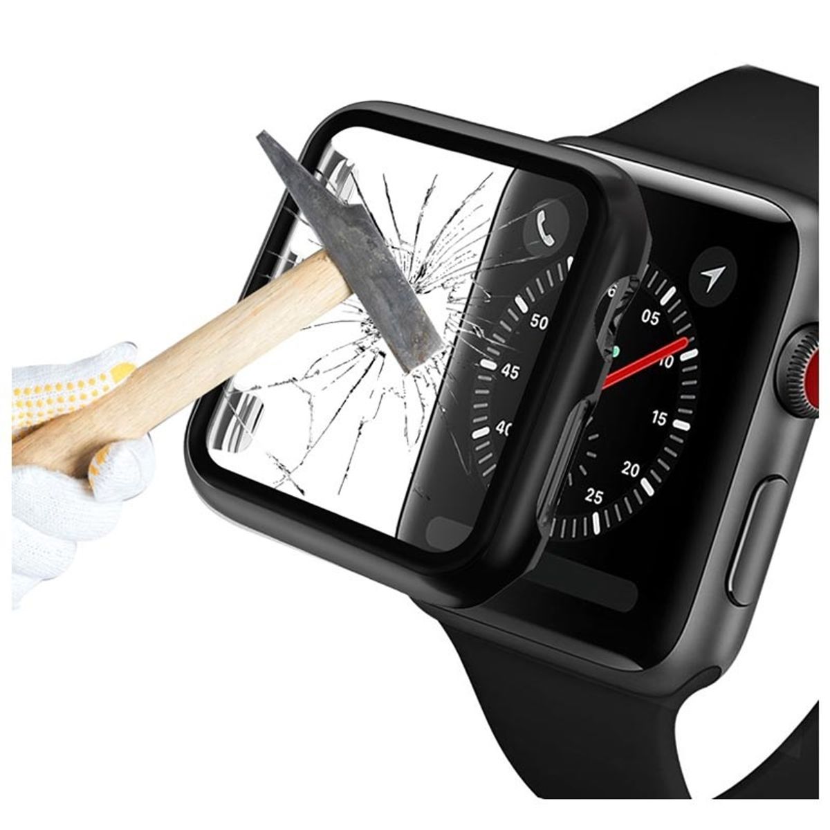 GENERICO - Carcasa mas Glass Protector 360° Negra Apple Watch 41 mm serie 1a9