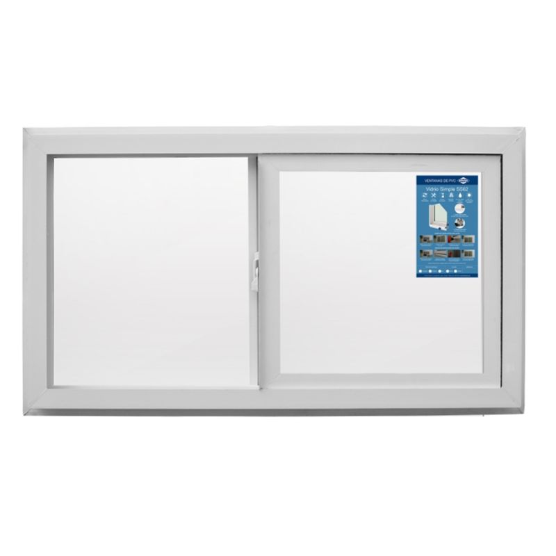 DVP - Ventana PVC Vidrio Simple 121x100cm Corredera Blanca DVP