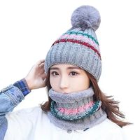 Set Calentador De Gorro Con Bufanda Para Mujer Invierno