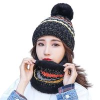 Set Calentador De Gorro Con Bufanda Para Mujer Invierno