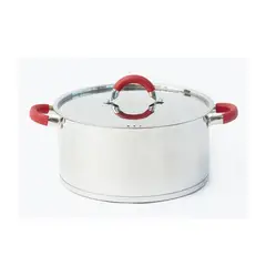 BOLTON - Olla de Acero Inoxidable 8 Litros con Tapa Revestida en Silicona