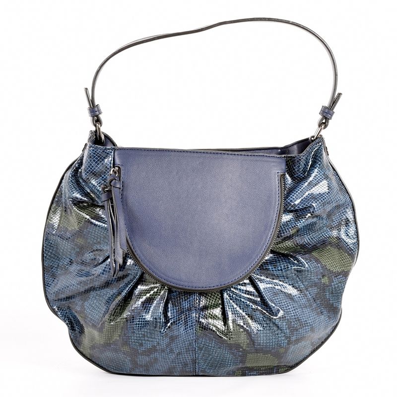 MAILEA - Cartera ecocuero piton 2 cierres para mujer azul