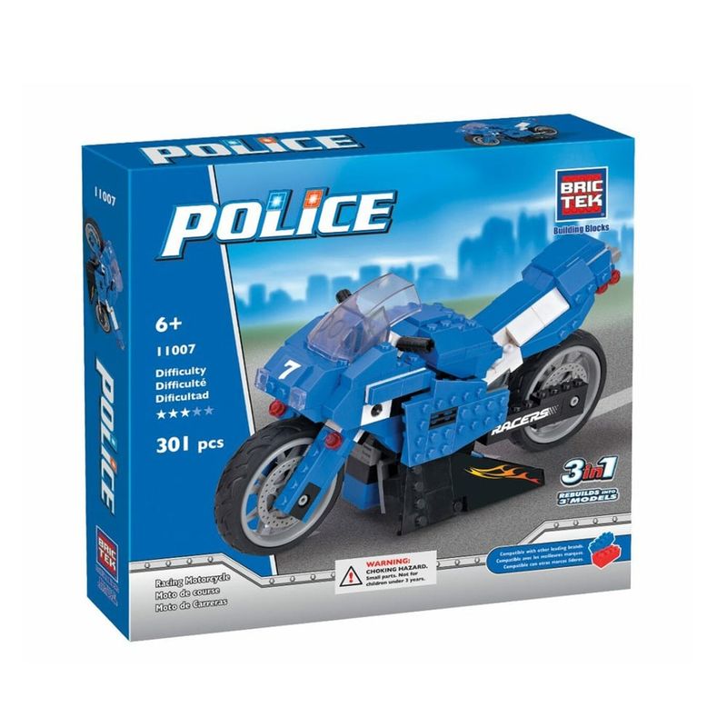 BRICTEK - BRICTEK BLOQUES ARMABLES POLICE RACING MOTORCYCLE 3 IN 1