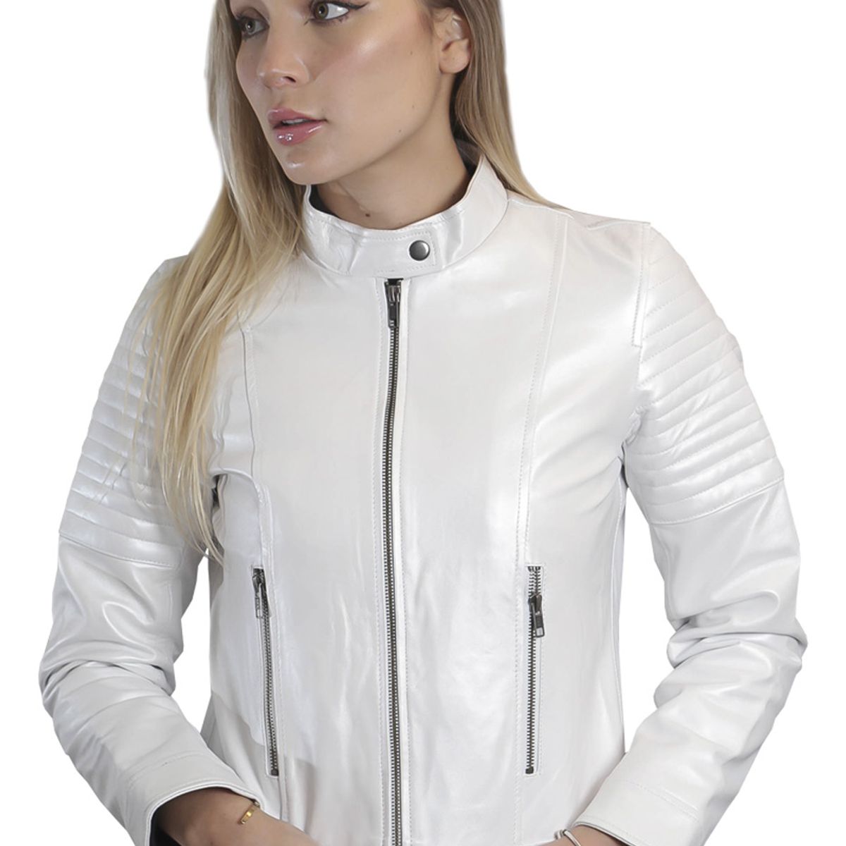TODOPIEL - Chaqueta de Cuero Mujer Blanco Todopiel