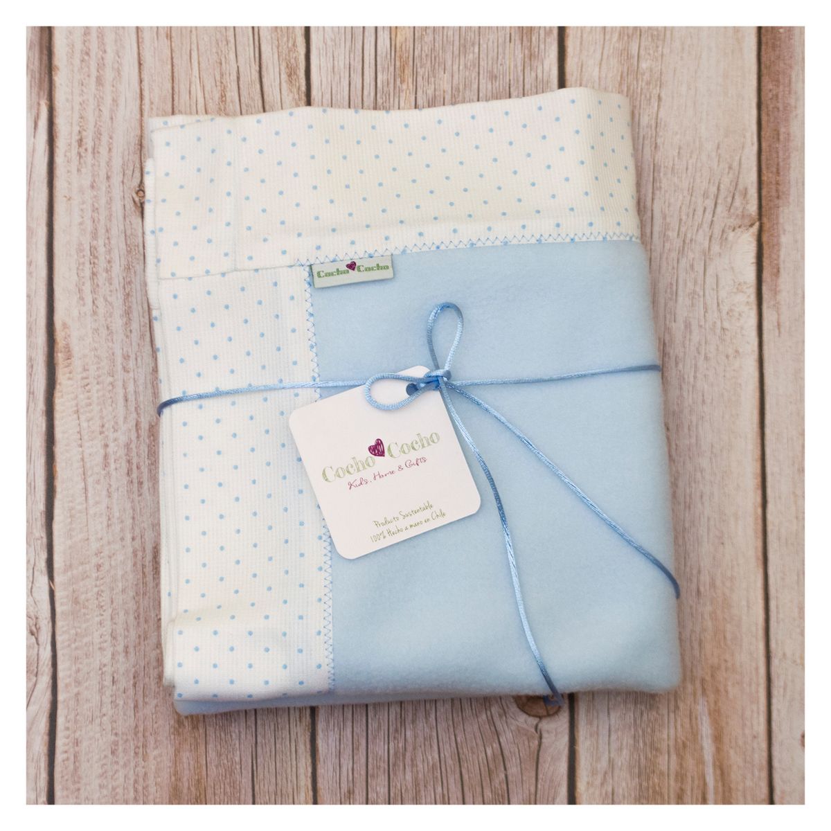 COCHO COCHO - Manta Polar Celeste Cocho Cocho Puntitos Celeste