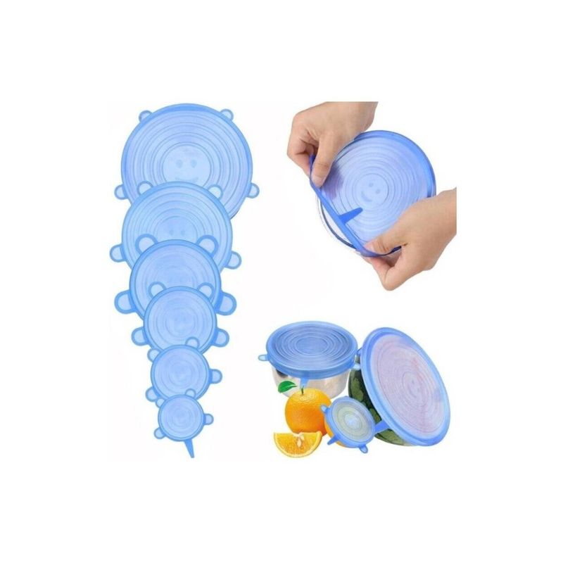 REMEX - Set 6 Tapas Silicona Extensible Anti Escurrimientos Sellado REMEX