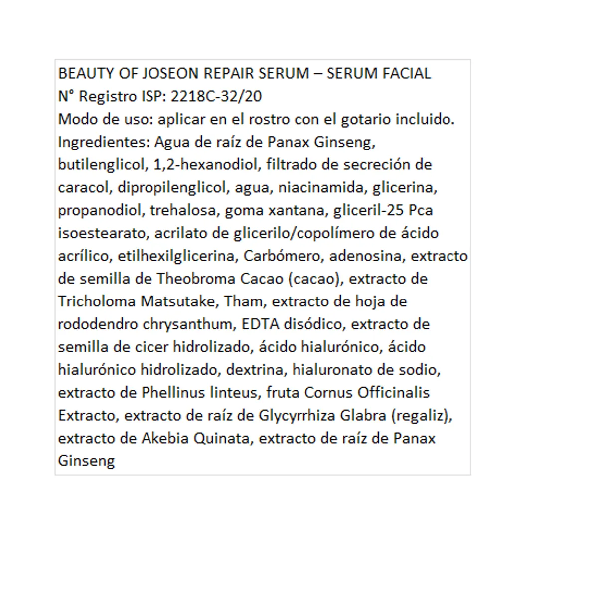 BEAUTY OF JOSEON - Serum Reparador Ginseng  Baba de Caracol Beauty of Joseon,