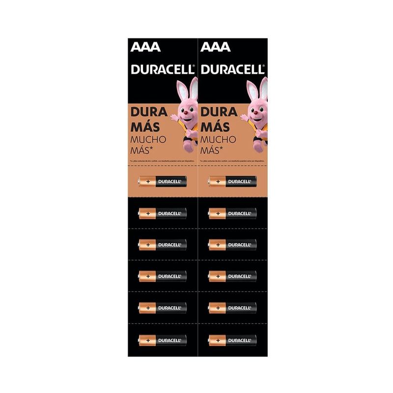 DURACELL - Pack 12 pilas Alcalinas AAA Duracell tira