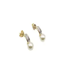 MARRO - Aros Perla de fantasía enchapados en oro 18K