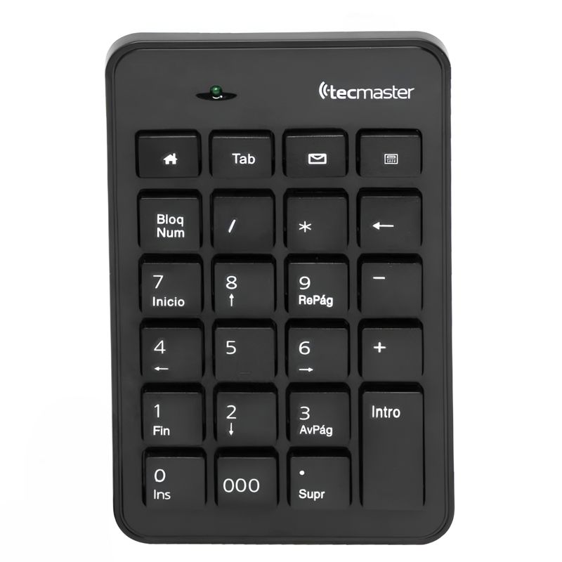 TECMASTER - Teclado Numérico USB Profesional de Teclas Planas TM-100504 - Negro
