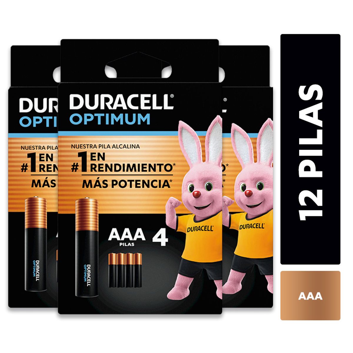 DURACELL - Pack 3 blister Pila alcalina Duracell optimum AAAx4