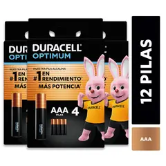 DURACELL - Pack 3 blister Pila alcalina optimum AAAx4