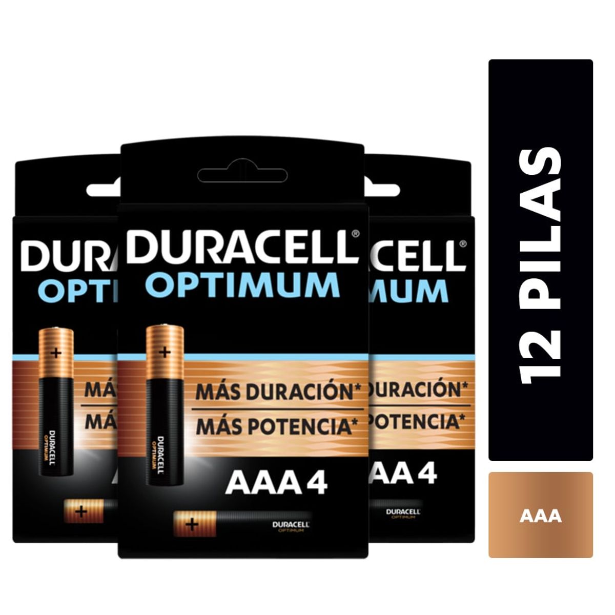 DURACELL - Pack 3 blister Pila alcalina Duracell optimum AAAx4