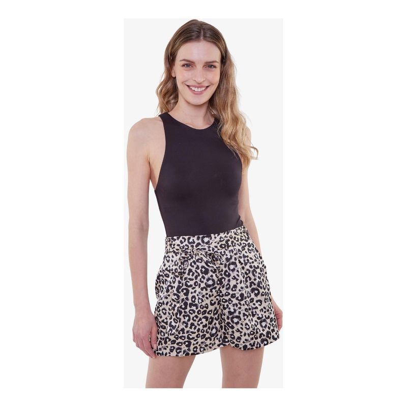 JACINTA TIENDA - Short Greta con lazo animal print leopard Jacinta Tienda.-----
