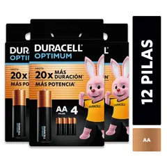DURACELL - Pack 3 blister Pila alcalina optimum AAx4