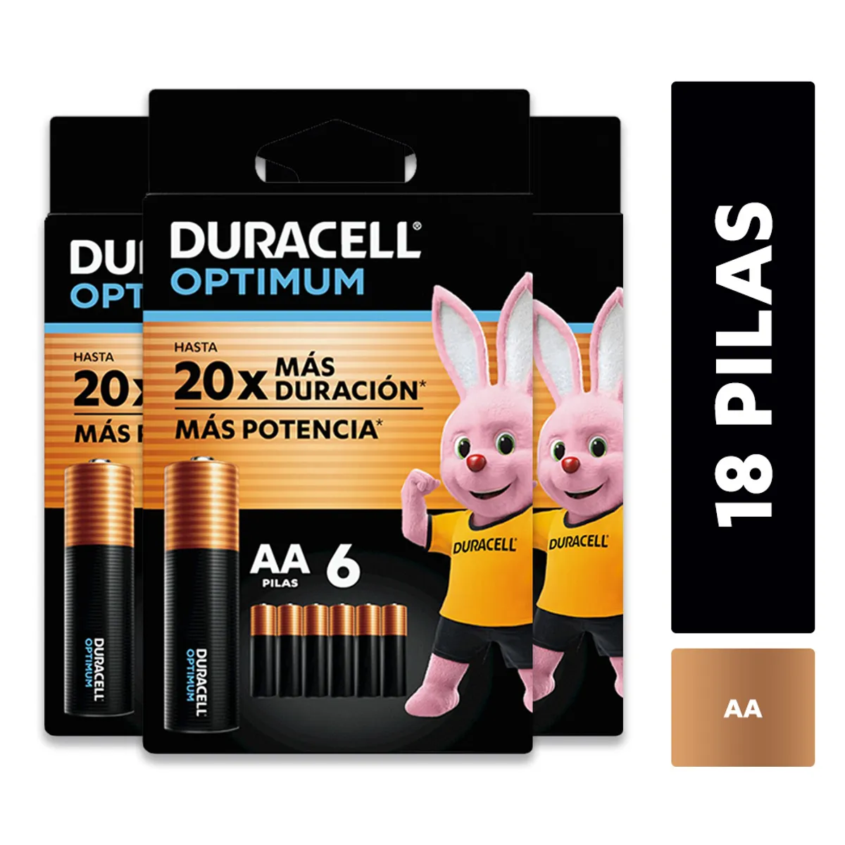 DURACELL - Pack 3 blíster Pila alcalina Duracell optimum AAx6