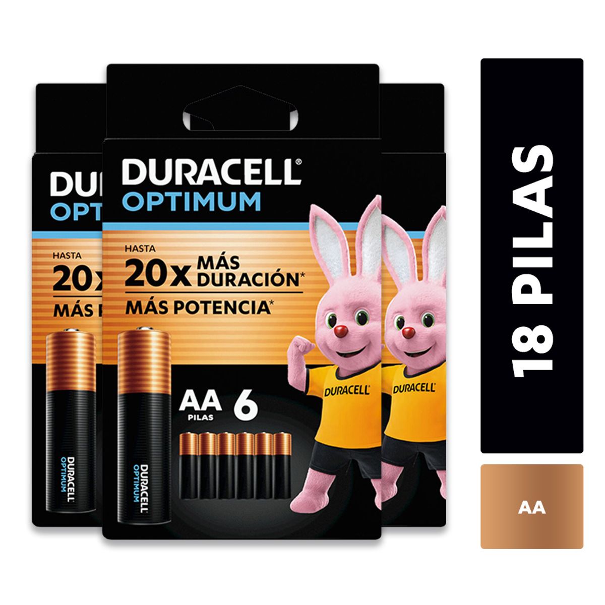 DURACELL - Pack 3 blíster Pila alcalina Duracell optimum AAx6