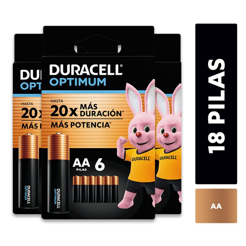 DURACELL - Pack 3 blíster Pila alcalina Duracell optimum AAx6