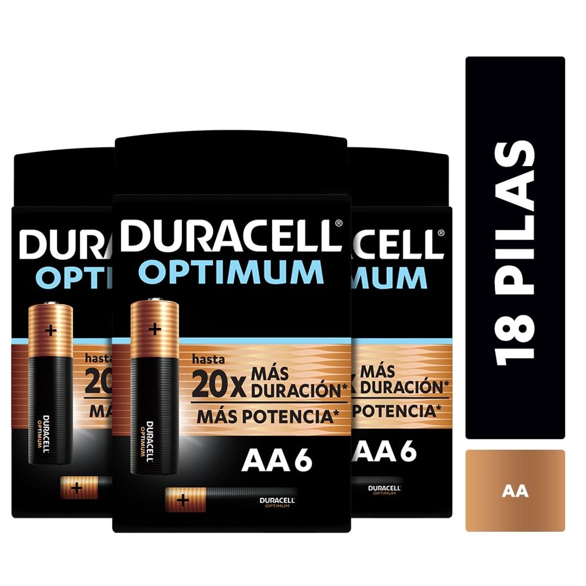 DURACELL - Pack 3 blíster Pila alcalina Duracell optimum AAx6