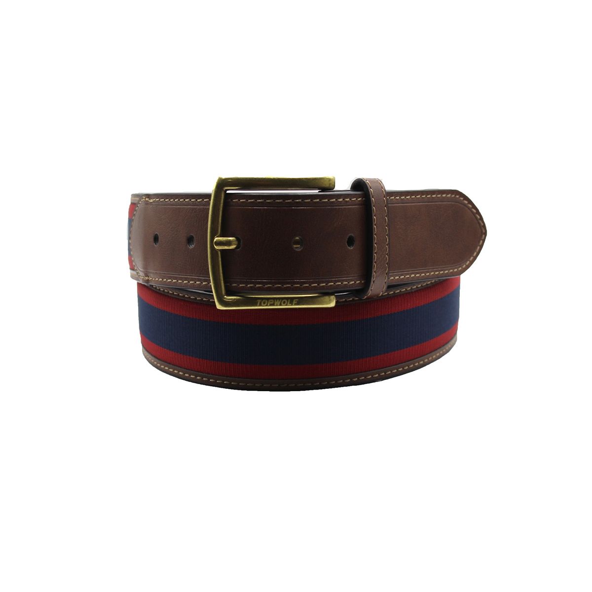 TOPWOLF - Cinturón Canvas Ecocuero 3,5 cm V11 Azul Rojo