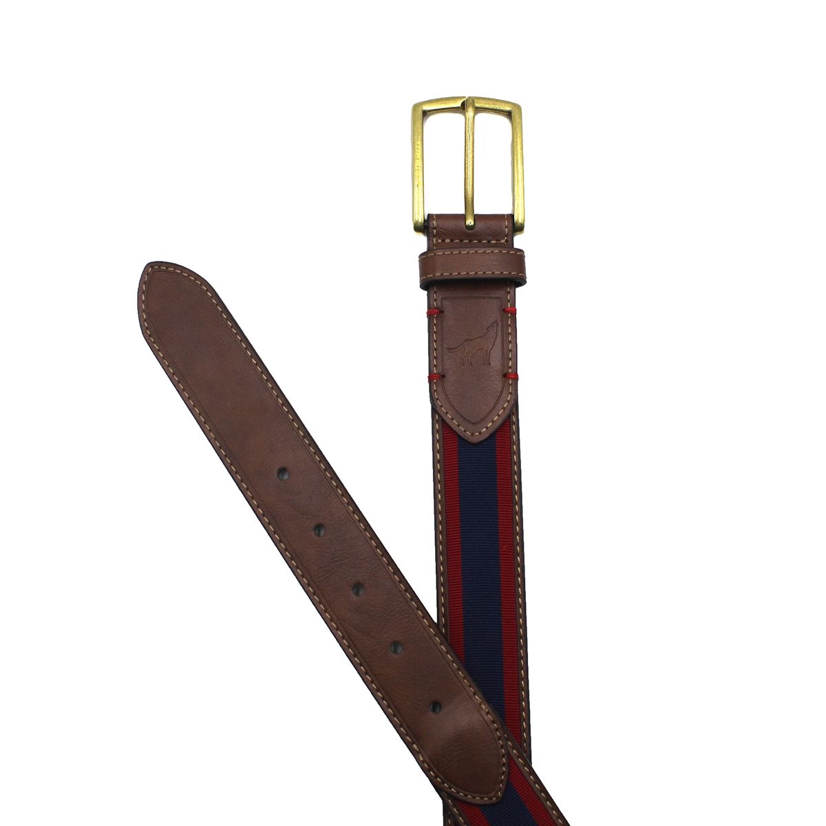 TOPWOLF - Cinturón Canvas Ecocuero 3,5 cm V11 Azul Rojo