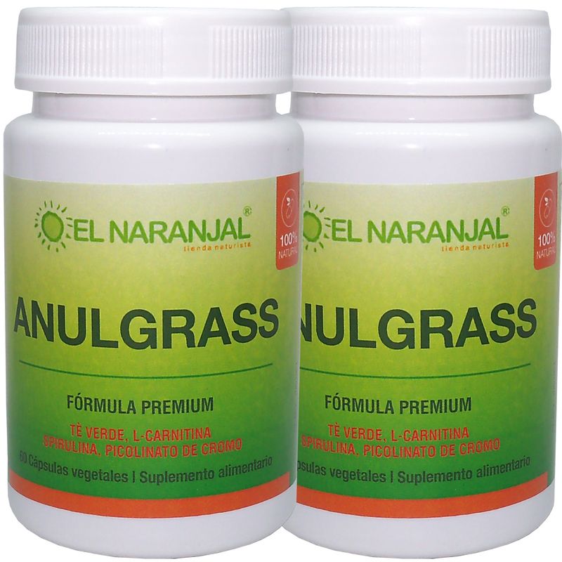 EL NARANJAL TIENDA NATURISTA - 2 X Pack ANULGRASS TE VERDE L-CARNITINA SPIRULINA CROMO 60 VCAPS