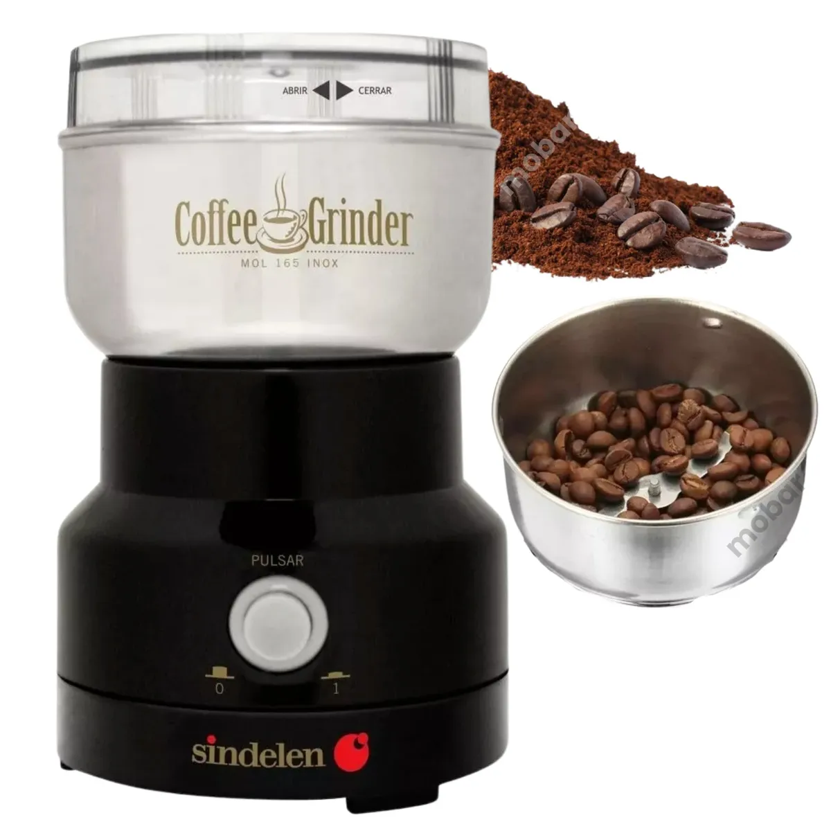 SINDELEN - Molinillo Moledor De Cafe Granos Sindelen Mol-165 12 Tazas 75gr 165W