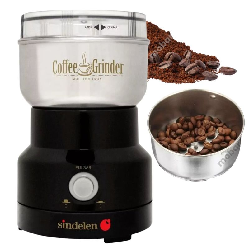 SINDELEN - Molinillo Moledor De Cafe Granos Sindelen Mol-165 12 Tazas 75gr 165W