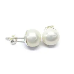 MOR JOYAS - Aro plata ley 950 perla natural de río 10 mm