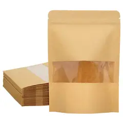 GENERICO - 150 Bolsas Kraft Doypack 12x20x4 cm con ventana